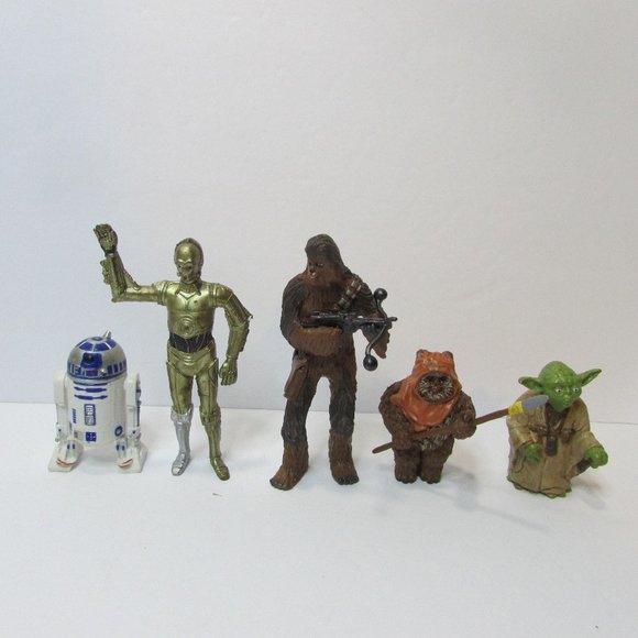 lot Star Wars figures Vader Fett Greivous Jar Jar Yoda C3 R2 Wicket Chewy droids - Picture 9 of 12